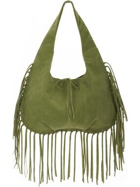 vintage Fringe Shoulder Bags for Women Western Hobo Handbags Vegan Faux Suede Le